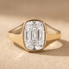 Old mine cushion lab diamond ring