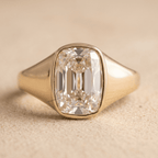 Old mine cushion diamond engagement ring