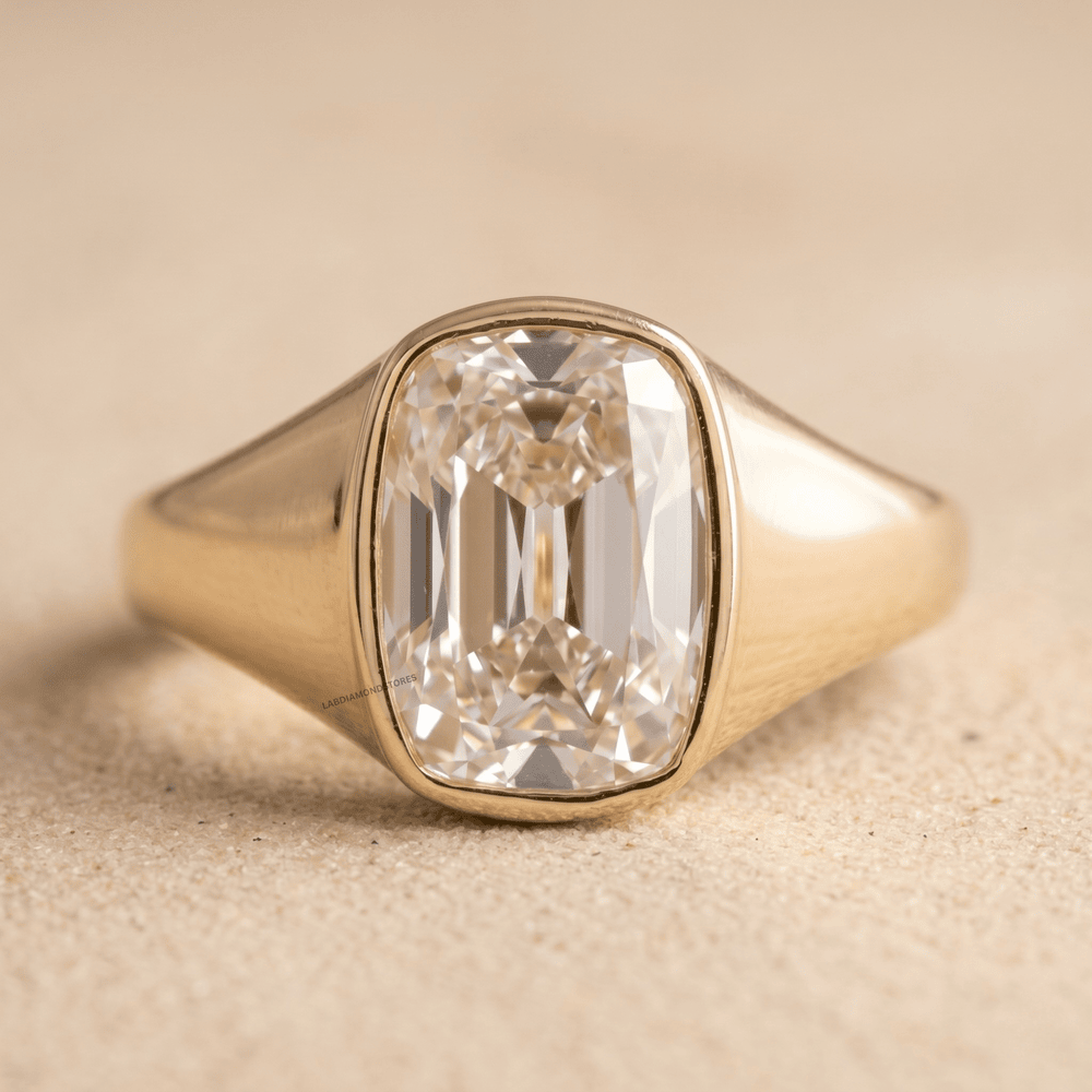 Old mine cushion diamond engagement ring