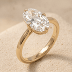 Old mine lab grown diamond solitaire ring