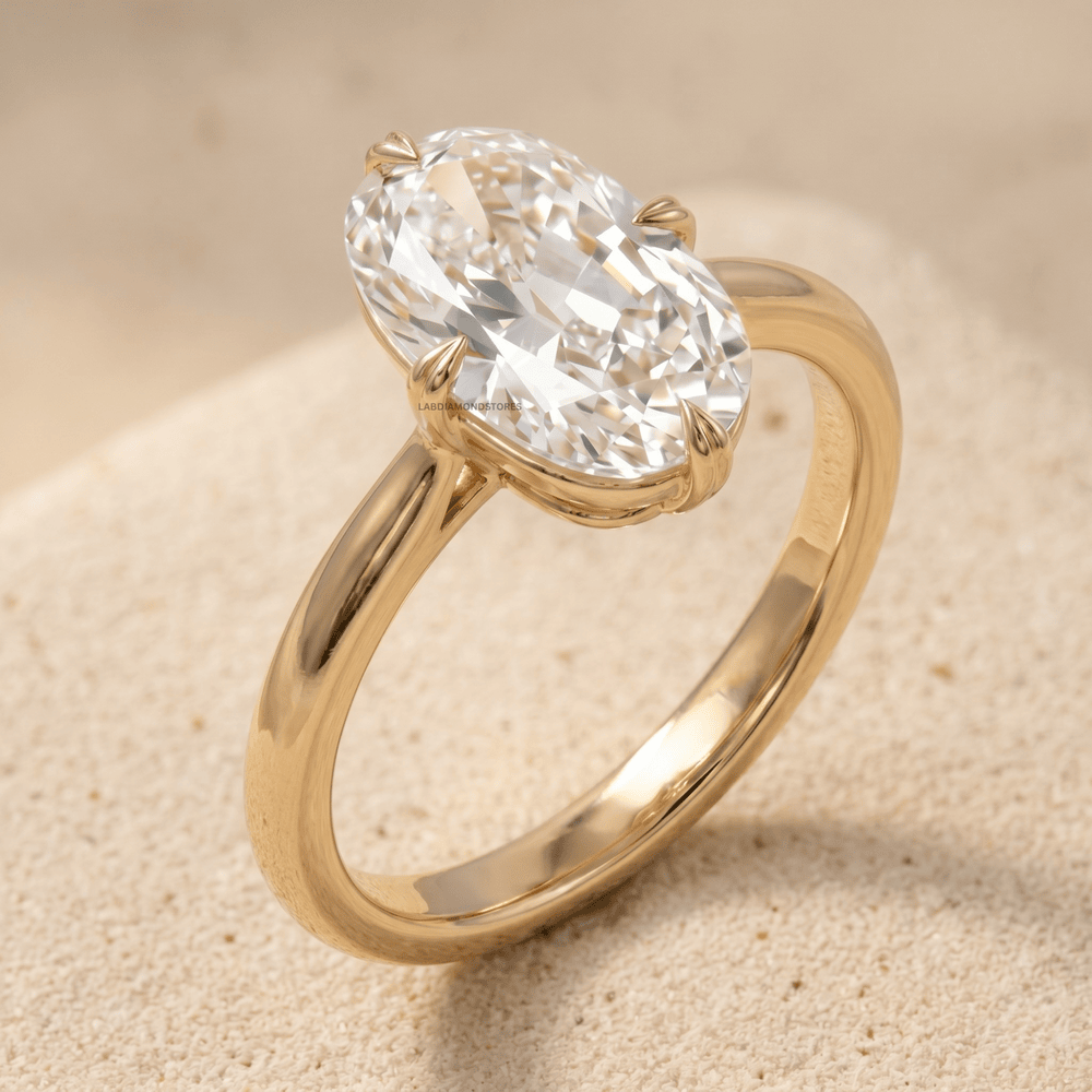 Old mine lab grown diamond solitaire ring