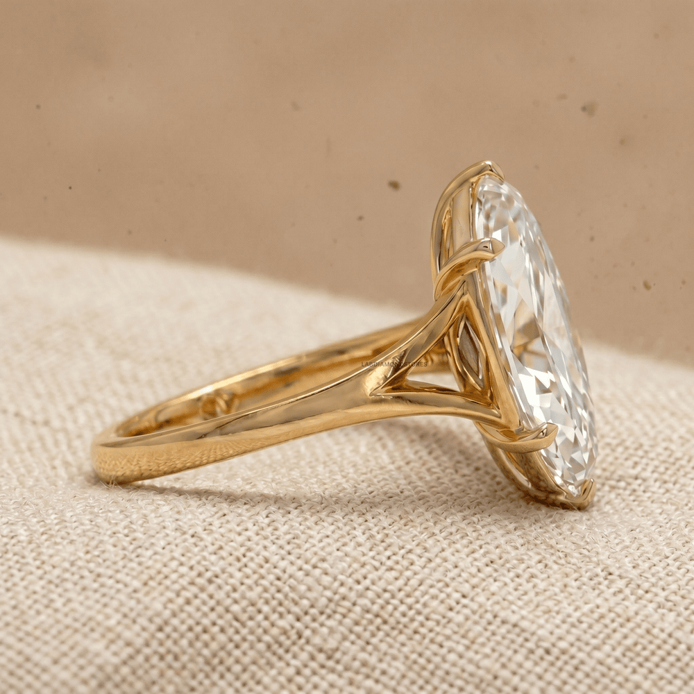 Lab grown Moval diamond gold ring