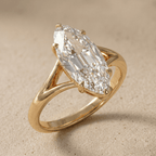 14K gold Moval lab diamond solitaire