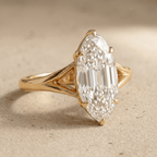 Moval cut lab diamond ring in 14K gold