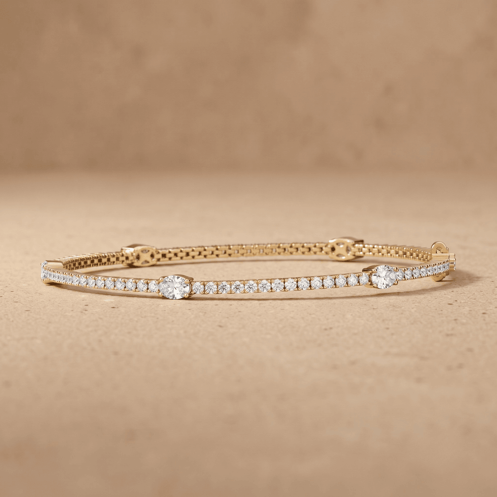 Oval and round lab grown diamond tennis bracelet