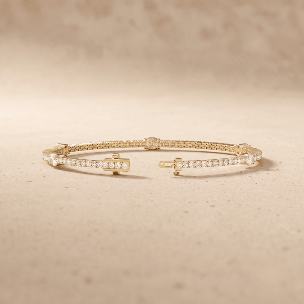 Oval round diamond bracelet for women