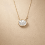 Oval Bezel Cut Solitaire Diamond Pendant Necklace in 14K Gold