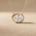 Oval Bezel Cut Solitaire Diamond Pendant Necklace in 14K Gold