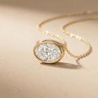 Oval Bezel Cut Solitaire Diamond Pendant Necklace in 14K Gold