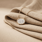 Oval Bezel Cut Solitaire Diamond Pendant Necklace in 14K Gold