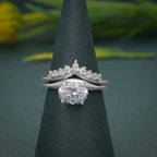 Oval Cut Moissanite Diamond Bridal Set With Matching Band