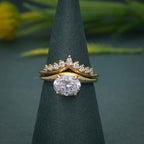 Oval Cut Moissanite Diamond Bridal Set With Matching Band