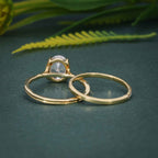 Oval Cut Moissanite Diamond Semi Bezel Engagement Bridal Ring Sets - JBR Jeweler