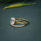 Oval Cut Moissanite Diamond Semi Bezel Engagement Bridal Ring Sets - JBR Jeweler