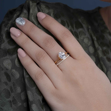 Oval Cut Moissanite Diamond Semi Bezel Engagement Bridal Ring Sets