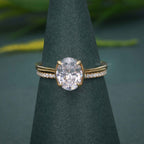 Oval Cut Moissanite Diamond Semi Bezel Engagement Bridal Ring Sets - JBR Jeweler