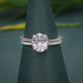 Oval Cut Moissanite Diamond Semi Bezel Engagement Bridal Ring Sets - JBR Jeweler