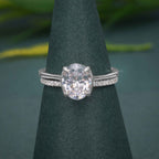 Oval Cut Moissanite Diamond Semi Bezel Engagement Bridal Ring Sets - JBR Jeweler