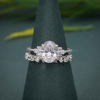 Oval Cut Cluster Moissanite Diamond Wedding Ring With Band - JBR Jeweler