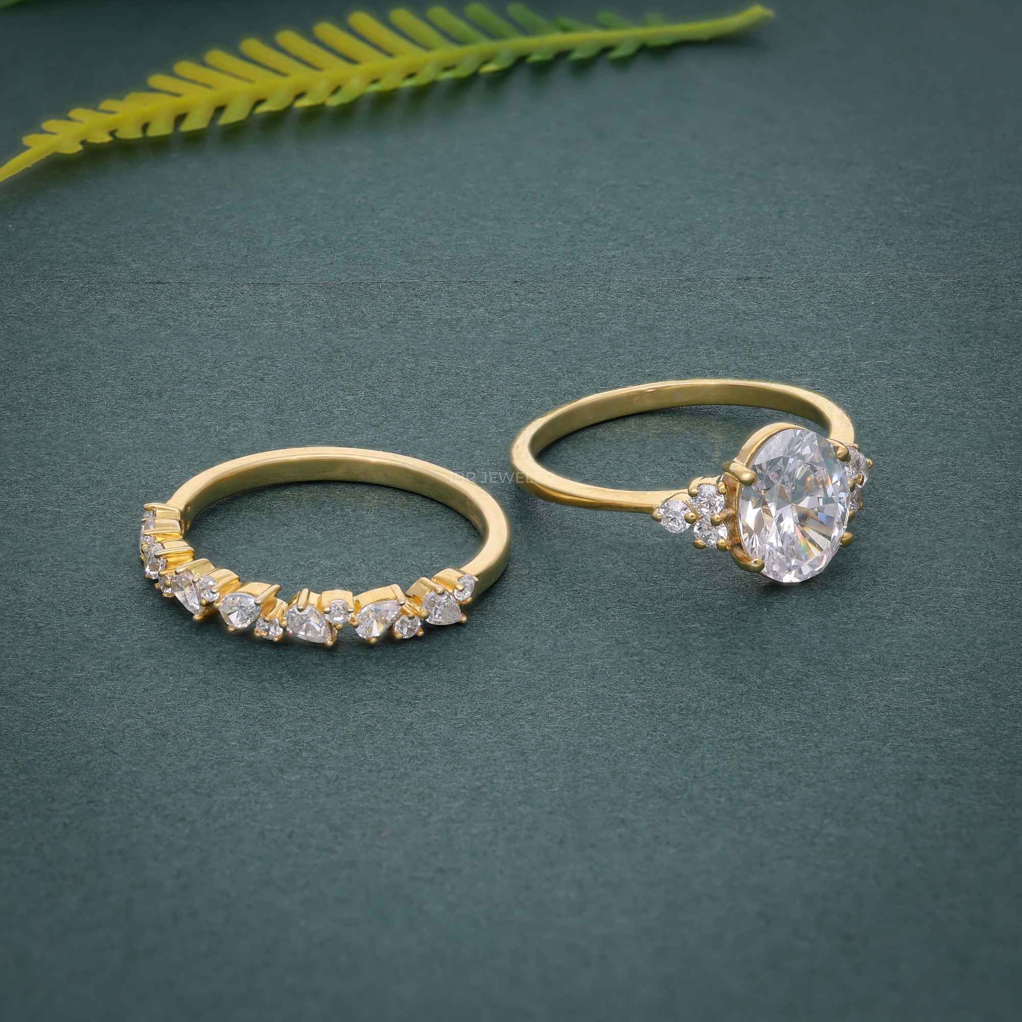 Oval Cut Cluster Lab grown Diamond Wedding Ring With Band - JBR Jeweler