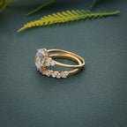 Oval Cut Cluster Moissanite Diamond Wedding Ring With Band - JBR Jeweler