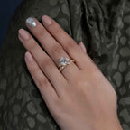 Oval Cut Cluster Moissanite Diamond Wedding Ring With Band - JBR Jeweler