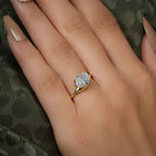 Curved Horizontal Oval Cut Moissanite Engagement Ring - JBR Jeweler
