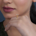 Oval Cut Moissanite Solitaire Engagement Ring Set With Curved Matching Band