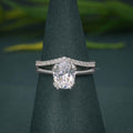 Oval Cut Moissanite Solitaire Engagement Ring Set With Curved Matching Band