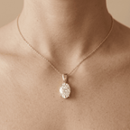 Oval Cut Diamond Solitaire Pendant Necklace in 14K Yellow Gold