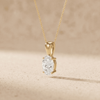 Oval Cut Diamond Solitaire Pendant Necklace in 14K Yellow Gold