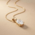Oval Cut Diamond Solitaire Pendant Necklace in 14K Yellow Gold