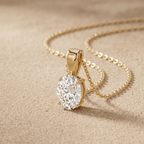 Oval Cut Diamond Solitaire Pendant Necklace in 14K Yellow Gold