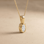 Oval Cut Diamond Solitaire Pendant Necklace in 14K Yellow Gold
