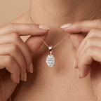 Oval Cut Diamond Solitaire Pendant Necklace in 14K Yellow Gold