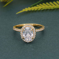 Oval Cut Halo Moissanite Diamond Engagement Ring