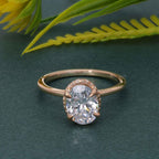 Double Hidden Halo Oval Cut Moissanite Solitaire Ring - JBR Jeweler