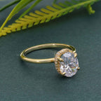 Double Hidden Halo Oval Cut Moissanite Solitaire Ring - JBR Jeweler
