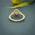 Three Stone Oval Moissanite Engagement Ring With Side Stone Pear - JBR Jeweler