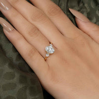 Three Stone Oval Lab Gown Diamond Ring With Side Stone Pear