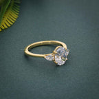 Three Stone Oval Lab Gown Diamond Ring With Side Stone Pear - JBR Jeweler