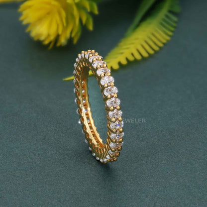 Oval Cut Moissanite Diamond Eternity Wedding Band