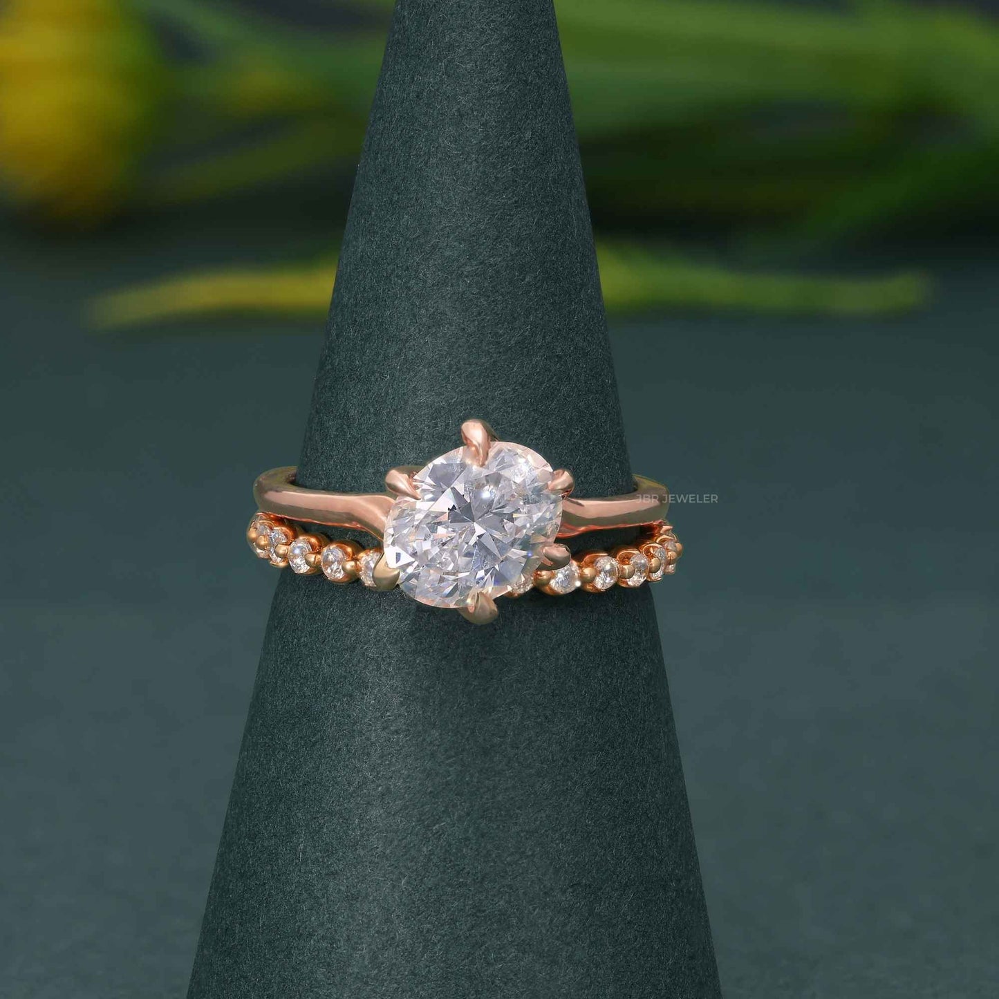 Bague en diamant Moissanite de coupe ovale avec ensembles de mariée avec bande d'éternité complète