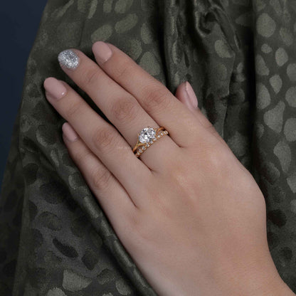 Ensembles d'anneaux de mariage en diamant cultivés en laboratoire, coupe ovale, avec pleine éternité