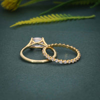 Oval Cut Lab Grown Diamond Wedding Ring Sets With Full Eternity