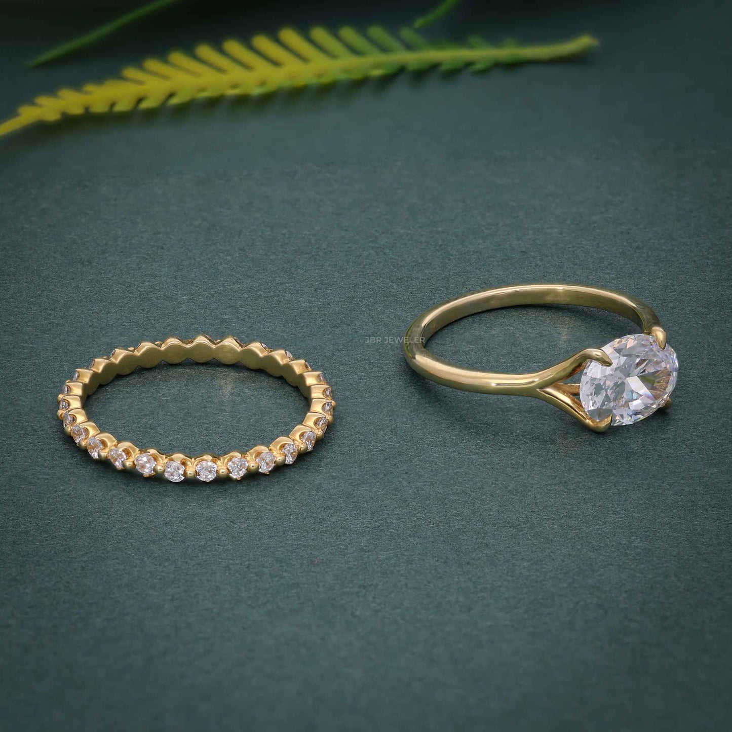 Ensembles d'anneaux de mariage en diamant Moissanite de coupe ovale avec pleine éternité