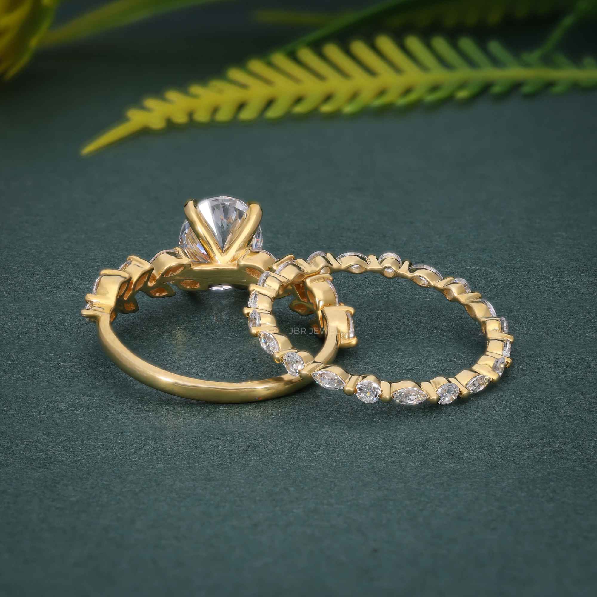 Oval Cut Lab Grown Engagement Ring Set Unique Bridal Set - JBR Jeweler