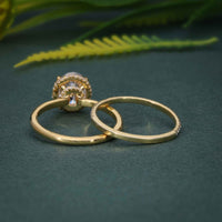 Oval Cut Lab Grown Hidden Halo Wedding Bridal Ring Sets