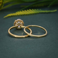 Oval Cut Moissanite Hidden Halo Wedding Bridal Ring Sets