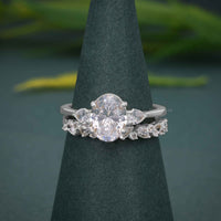 Oval Cut Three Stone Moissanite Diamond Bridal Ring Sets